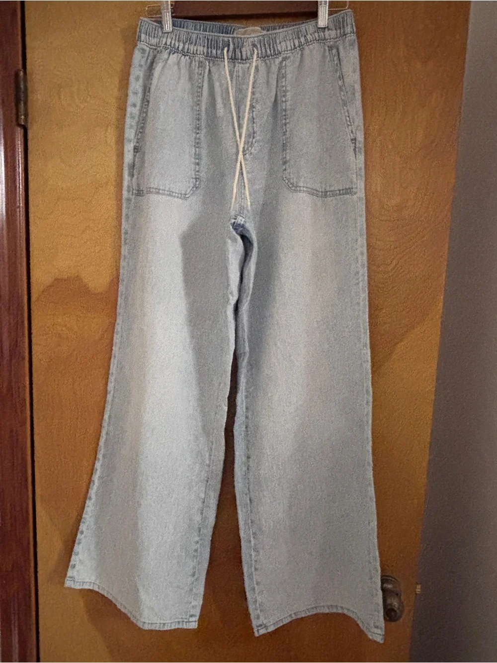 Michael Kors Light Blue Wide-Leg Drawstring Jeans